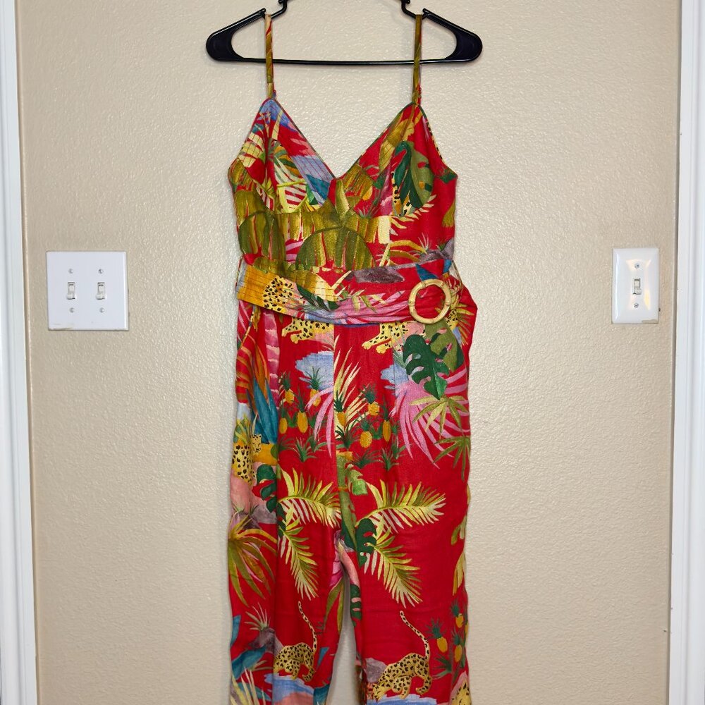 Farm Rio Printed V-Neck Jumpsuit